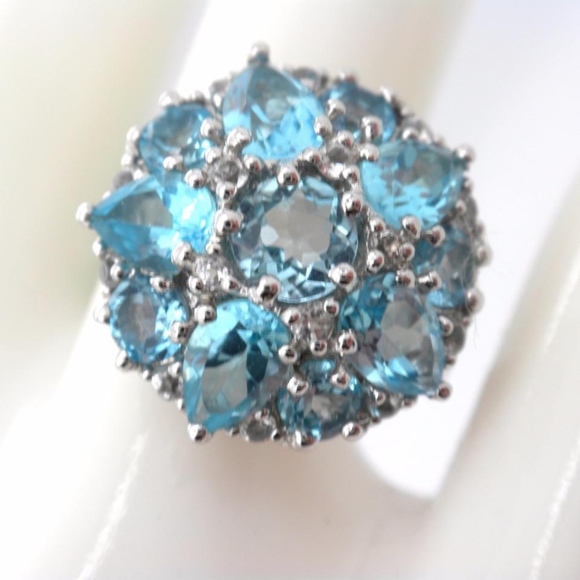 Jewelry - Blue Topaz Sterling Silver Ring Size 7